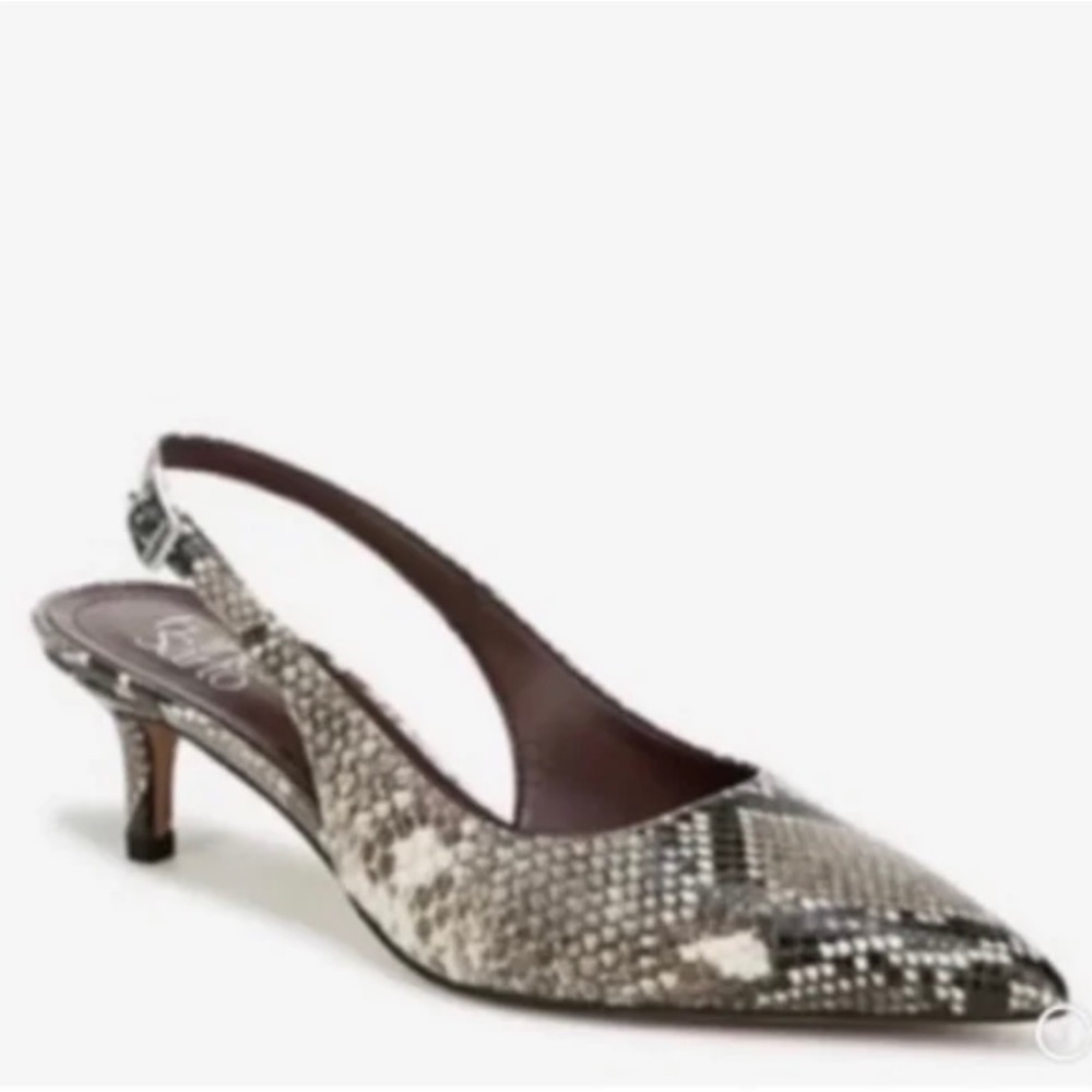 Franco Sarto Snakeskin Pattern Slingback Kitten Heels